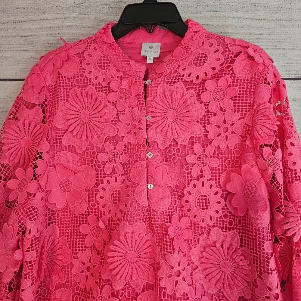 J.Marie M Hot Pink Seraphina 3D Floral Lace Lined Short Dress NWT $168 1356 - Picture 9 of 9